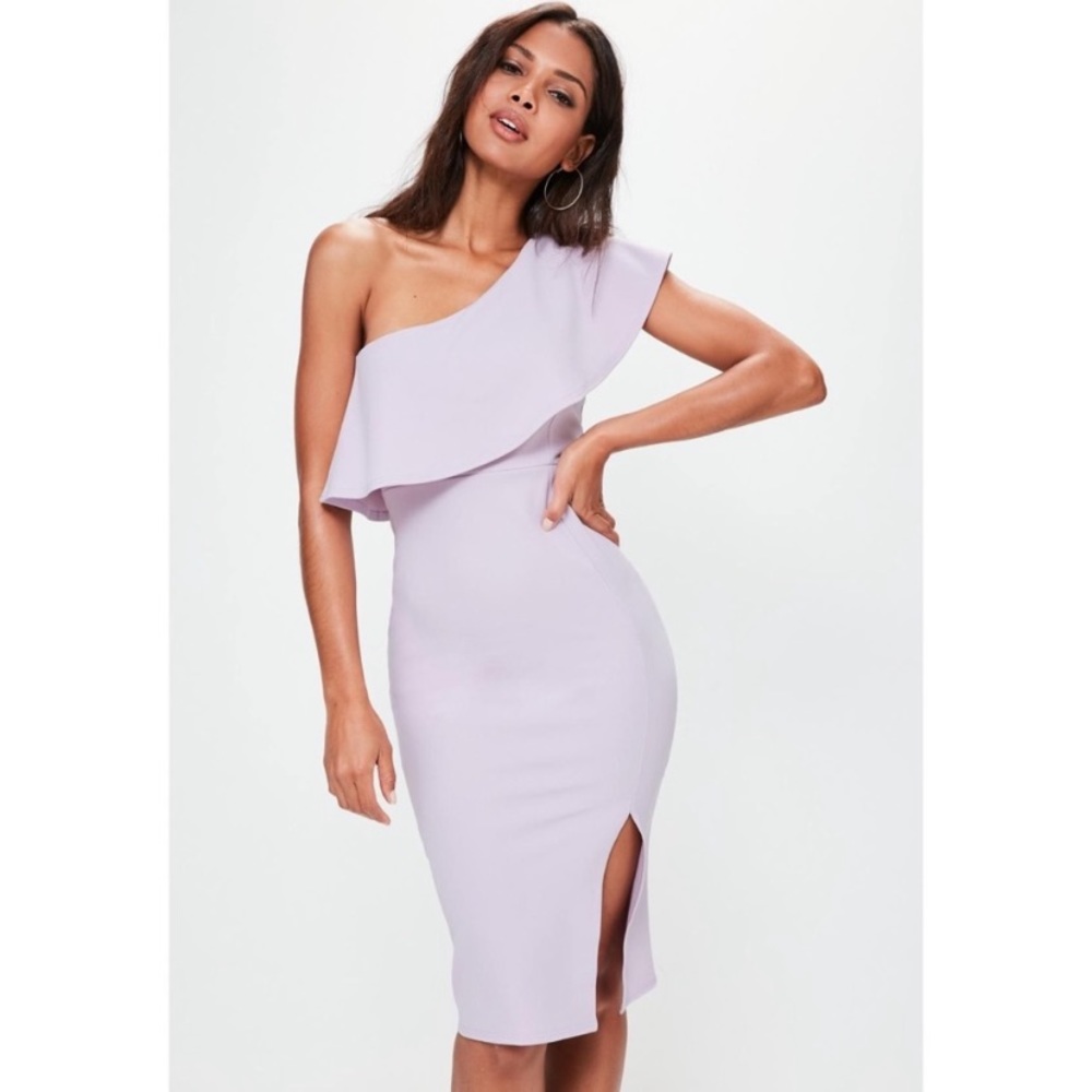 Reposh - lilac midi one shoulder slit dress